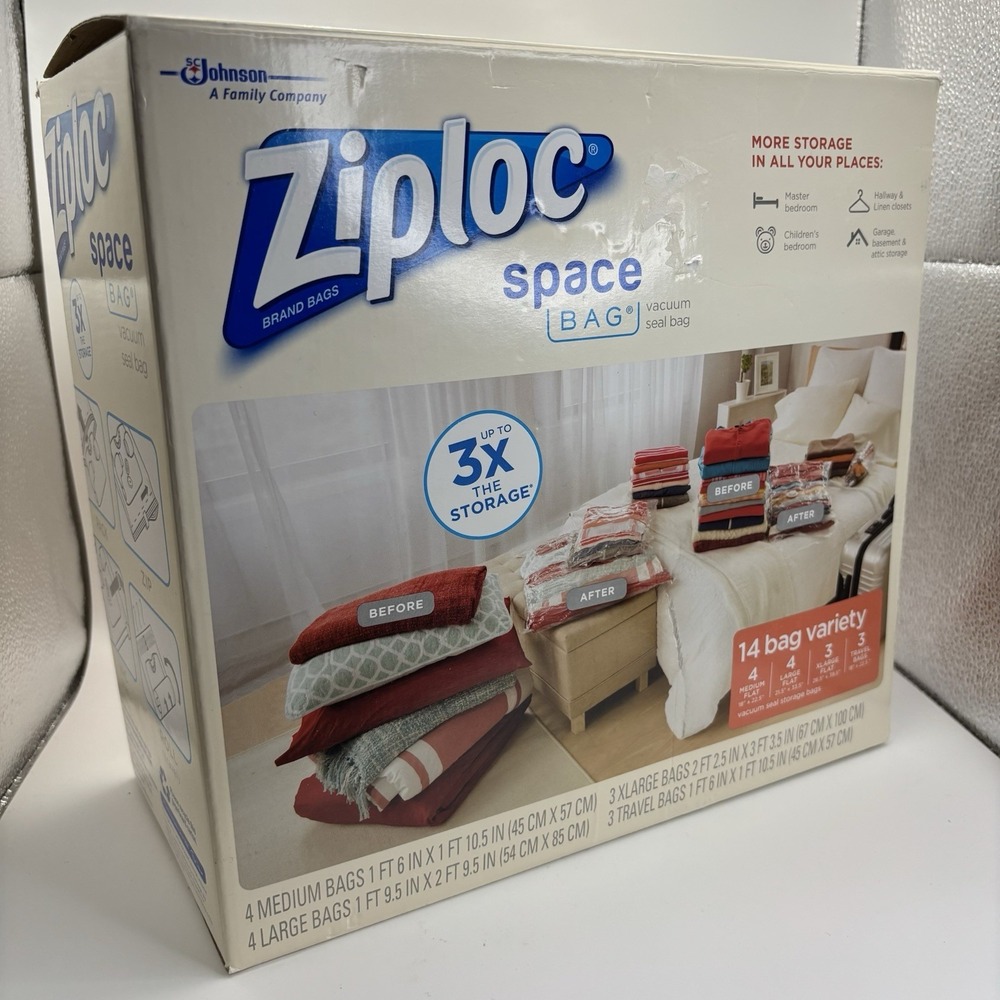 Ziploc Space Bag Dual Use 12‎ Bag Variety Space Saver Flat Set Organizer System